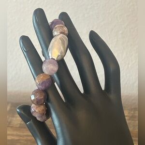 Simon Sebbag Silver & Amethyst Stretch Bracelet